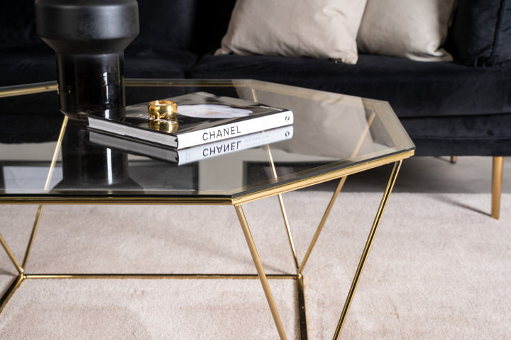 Furniture Fashion Österlen - Sofa Table - Clear Glass / Shiny Brass