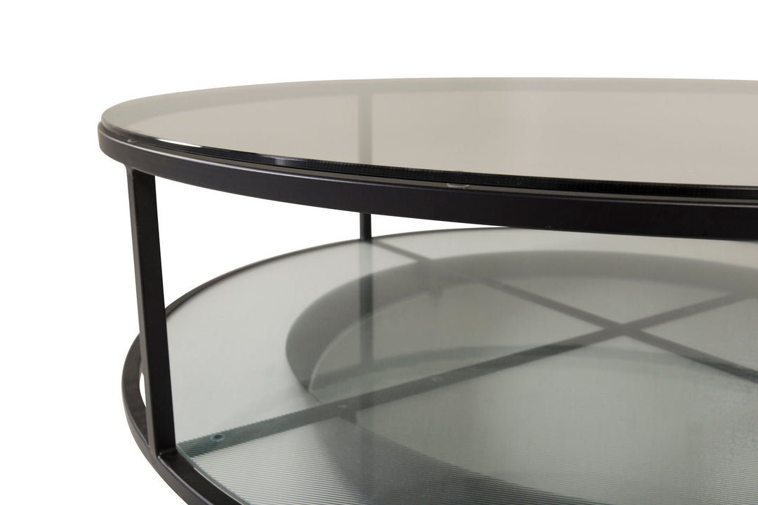 Furniture Fashion Falsterbo - Sofa Table Round - Glass / Black