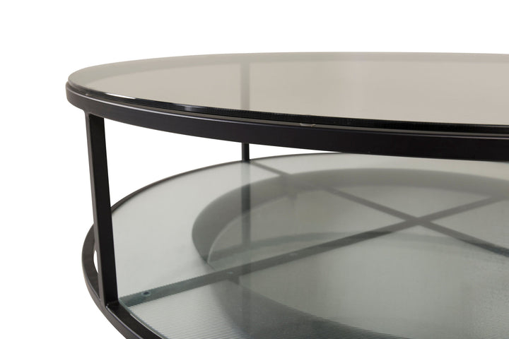 Furniture Fashion Falsterbo - Sofa Table Round - Glass / Black