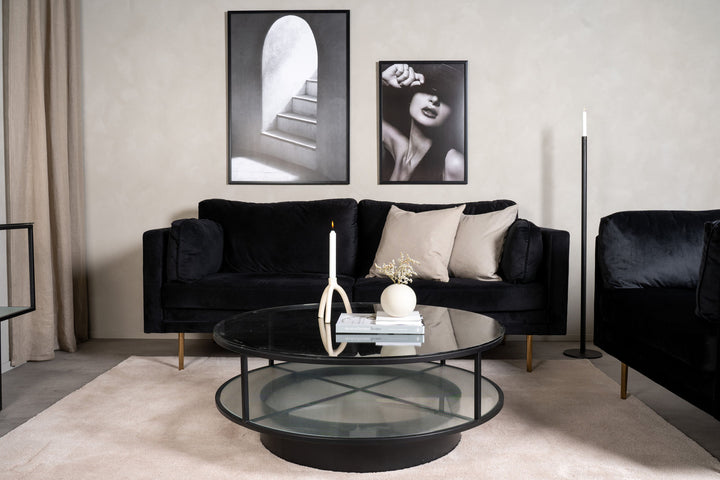 Furniture Fashion Falsterbo - Sofa Table Round - Glass / Black