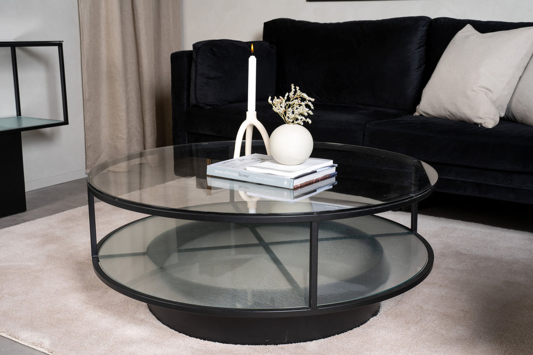 Furniture Fashion Falsterbo - Sofa Table Round - Glass / Black