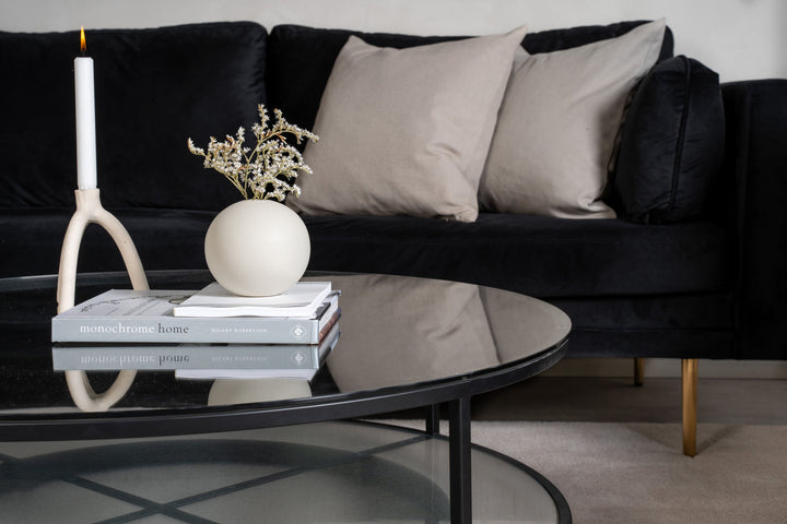 Furniture Fashion Falsterbo - Sofa Table Round - Glass / Black