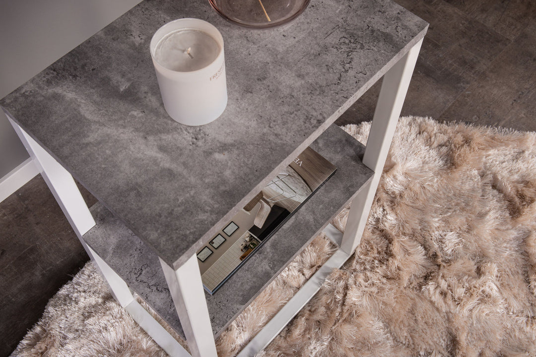 Venture Home Rise Bedside Table - "Concrete " - White