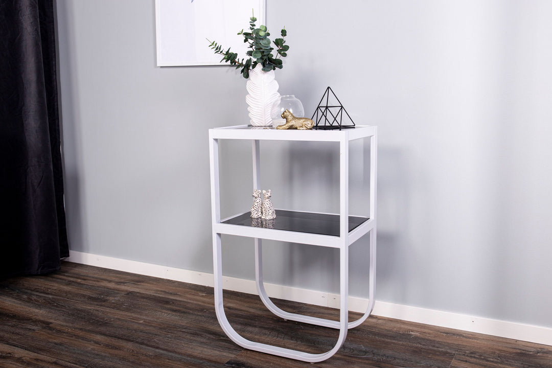 Venture Home Rocker Bedside Table - White / Grey Smokey Glass