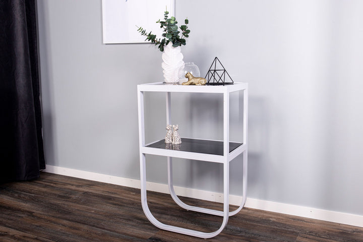 Venture Home Rocker Bedside Table - White / Grey Smokey Glass