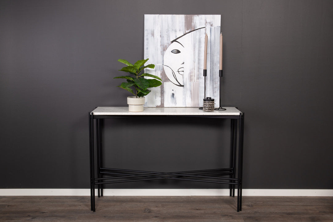 Venture Home Razzia Side Table 110*30*75 White Terazzo / Black