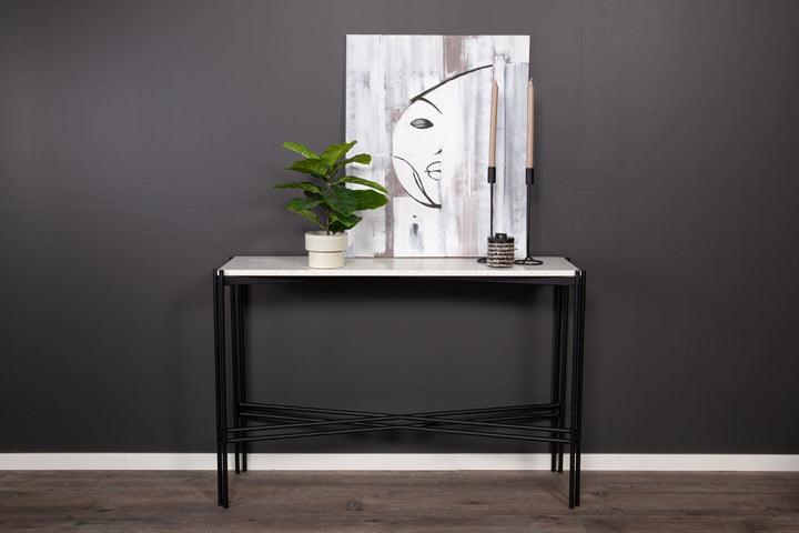 Venture Home Razzia Side Table 110*30*75 White Terazzo / Black