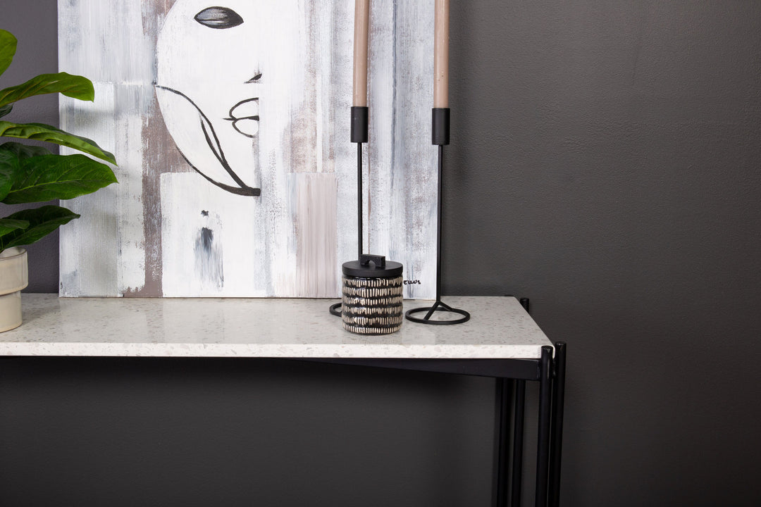 Venture Home Razzia Side Table 110*30*75 White Terazzo / Black