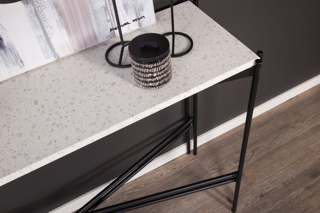 Venture Home Razzia Side Table 110*30*75 White Terazzo / Black