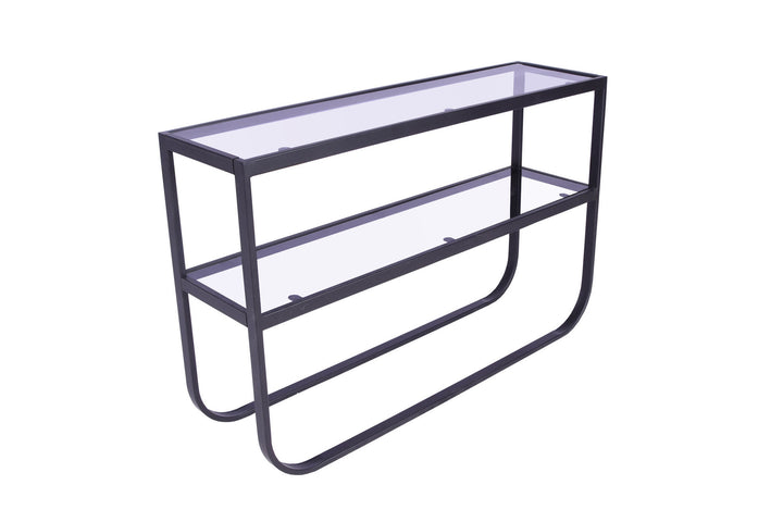 Venture Home Rocker Side Table - Black / Grey smokey glass