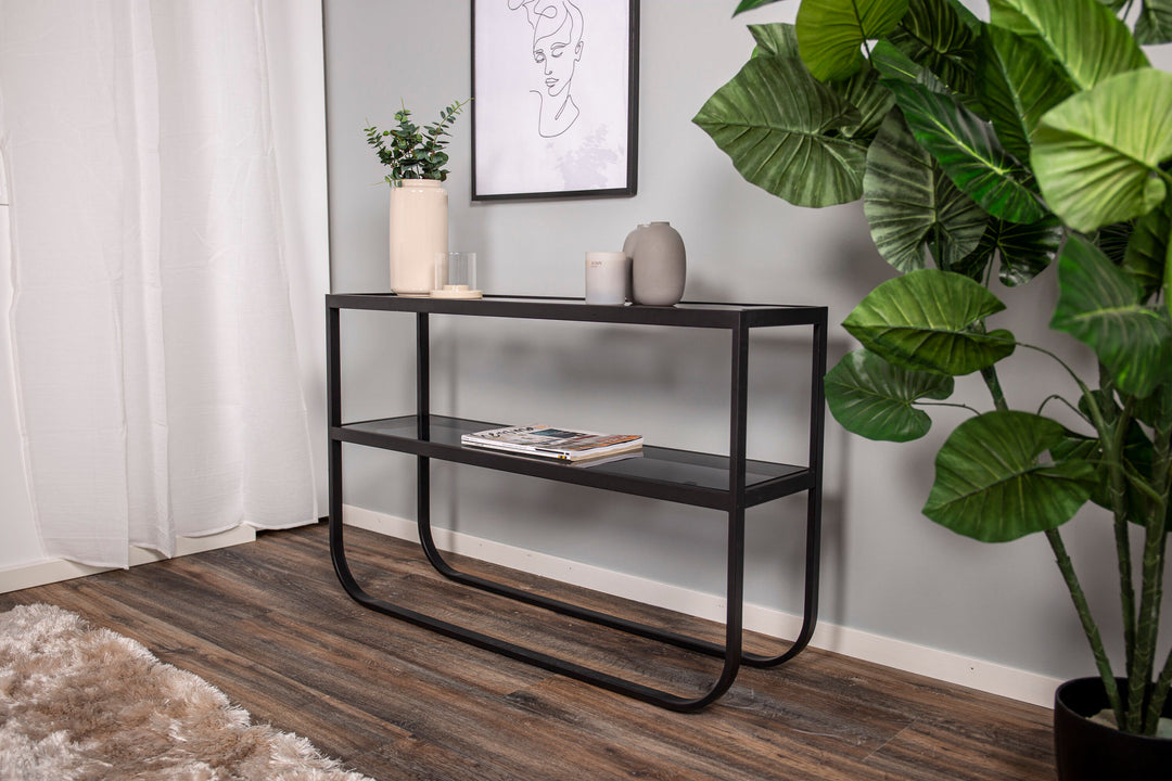 Venture Home Rocker Side Table - Black / Grey smokey glass