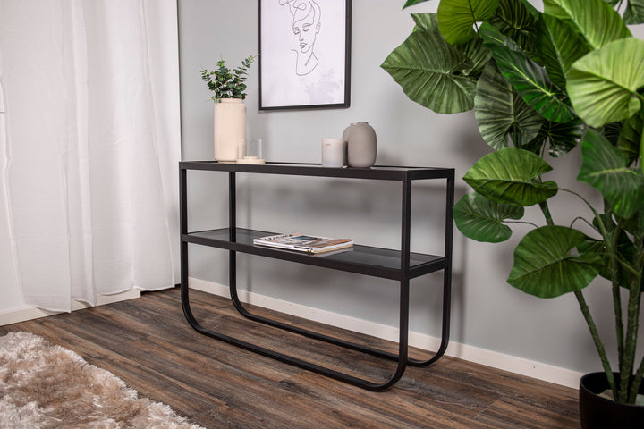 Venture Home Rocker Side Table - Black / Grey smokey glass