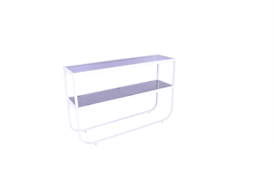 Venture Home Rocker Side Table - White / Grey smokey glass