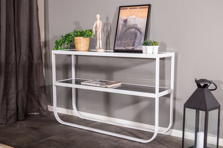 Venture Home Rocker Side Table - White / Grey smokey glass
