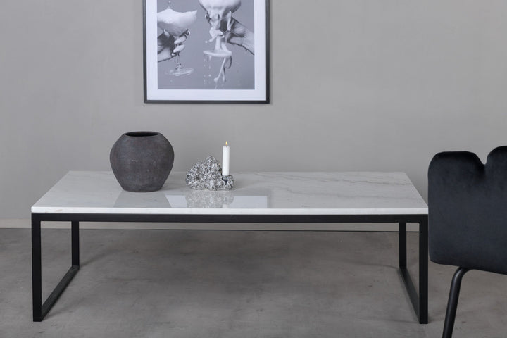 Venture Home Estelle Sofa Table 120*60*36 White marble / Matt Black