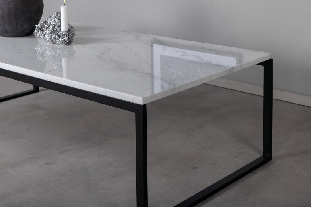 Venture Home Estelle Sofa Table 120*60*36 White marble / Matt Black