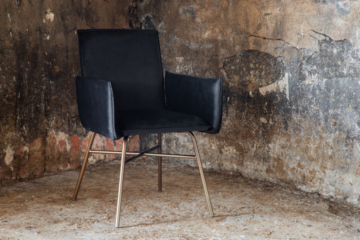 Venture Home Petra Chair - Distressed Copper / Black Velvet