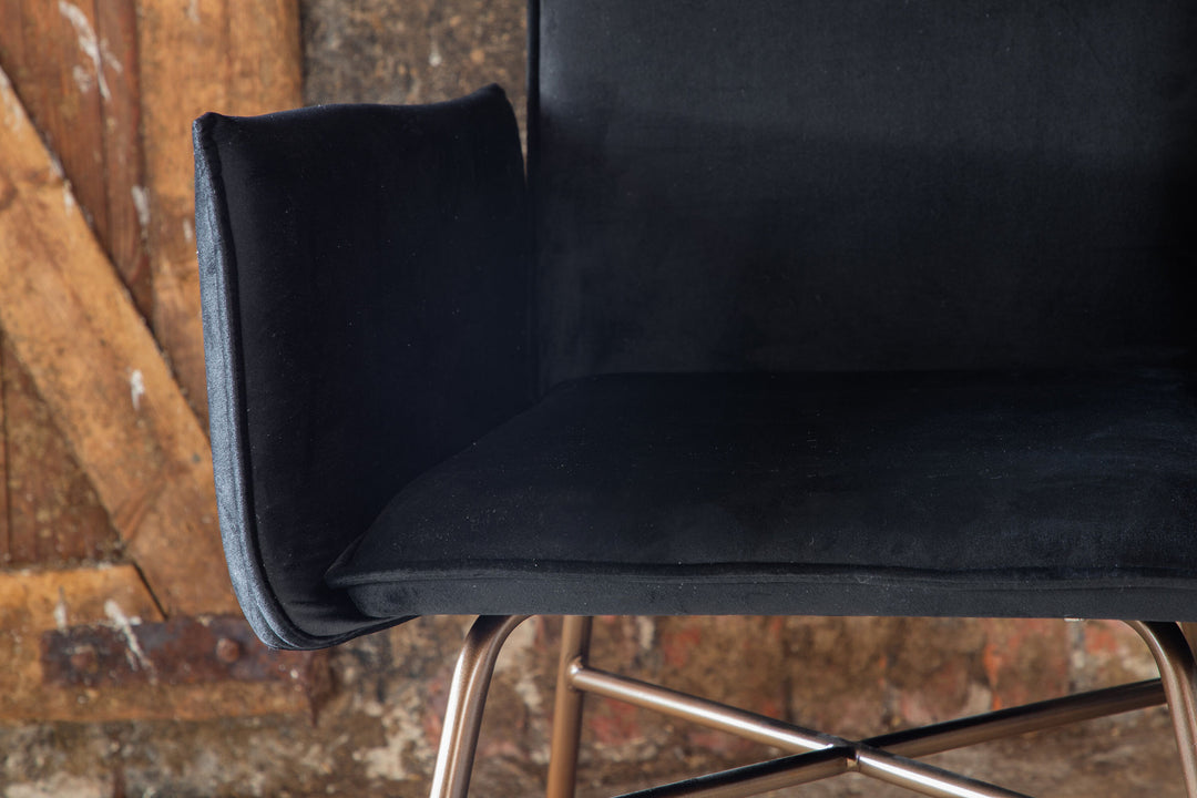 Venture Home Petra Chair - Distressed Copper / Black Velvet