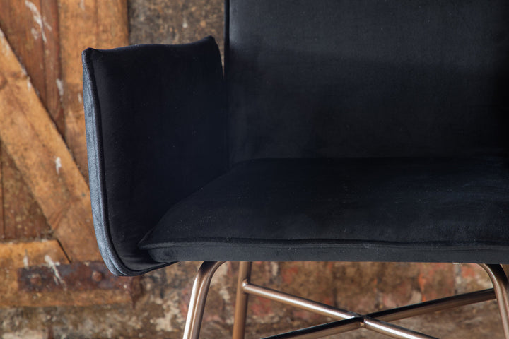 Venture Home Petra Chair - Distressed Copper / Black Velvet