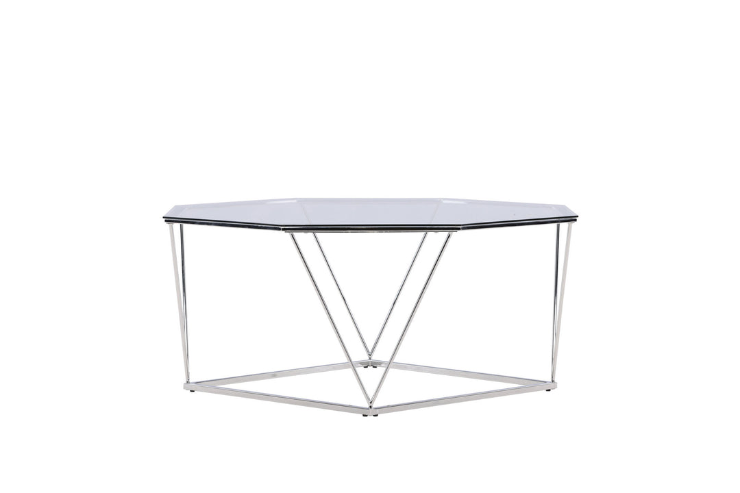 Furniture Fashion Österlen Sofa Table  - Silver Chrome / Clear glass