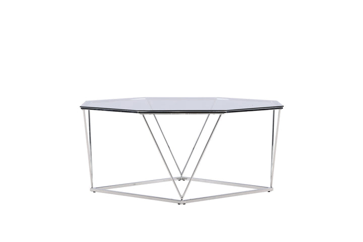 Furniture Fashion Österlen Sofa Table  - Silver Chrome / Clear glass