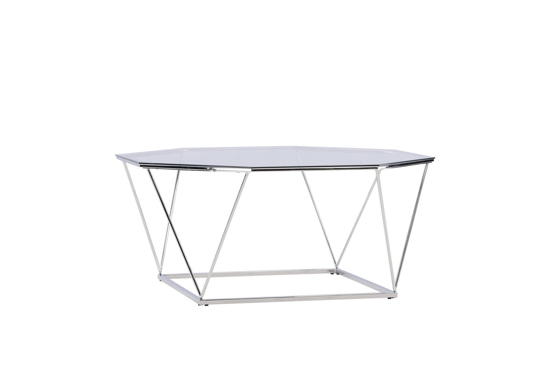 Furniture Fashion Österlen Sofa Table  - Silver Chrome / Clear glass