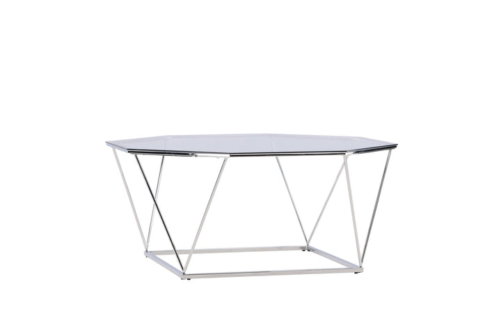 Furniture Fashion Österlen Sofa Table  - Silver Chrome / Clear glass
