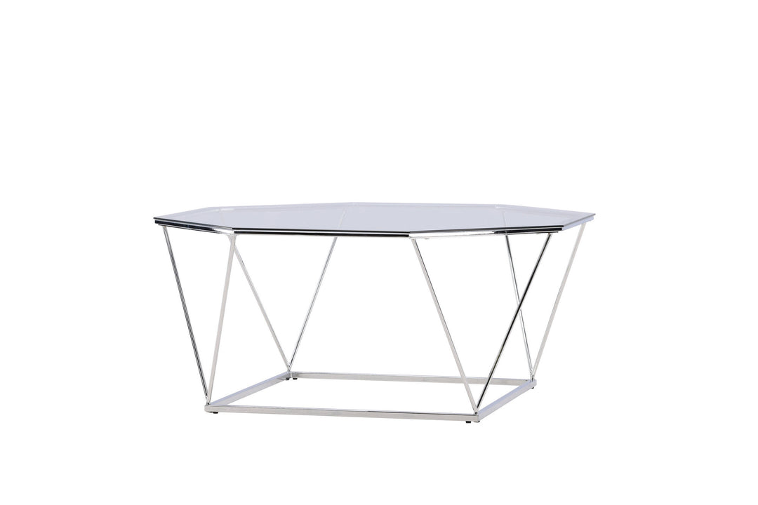 Furniture Fashion Österlen Sofa Table  - Silver Chrome / Clear glass