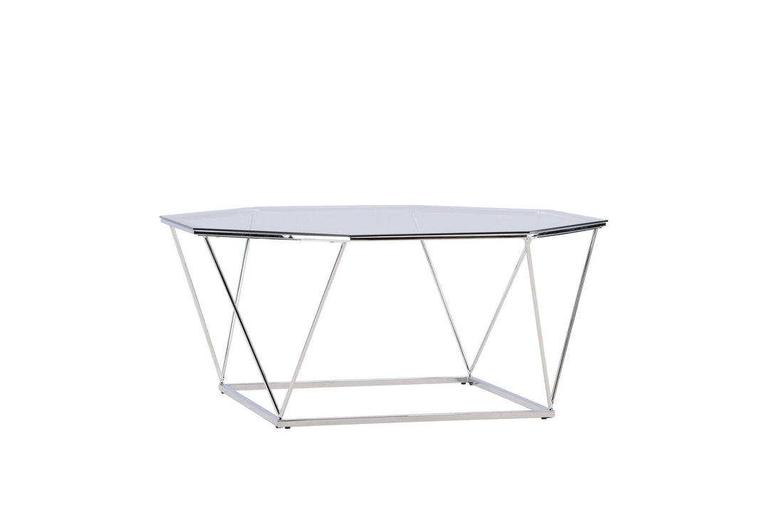 Furniture Fashion Österlen Sofa Table  - Silver Chrome / Clear glass