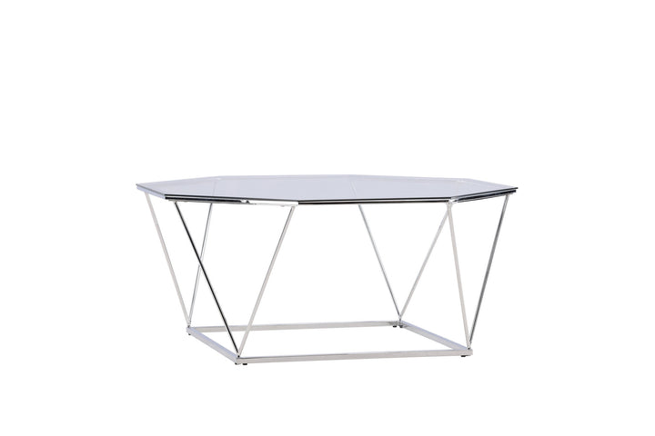 Furniture Fashion Österlen Sofa Table  - Silver Chrome / Clear glass