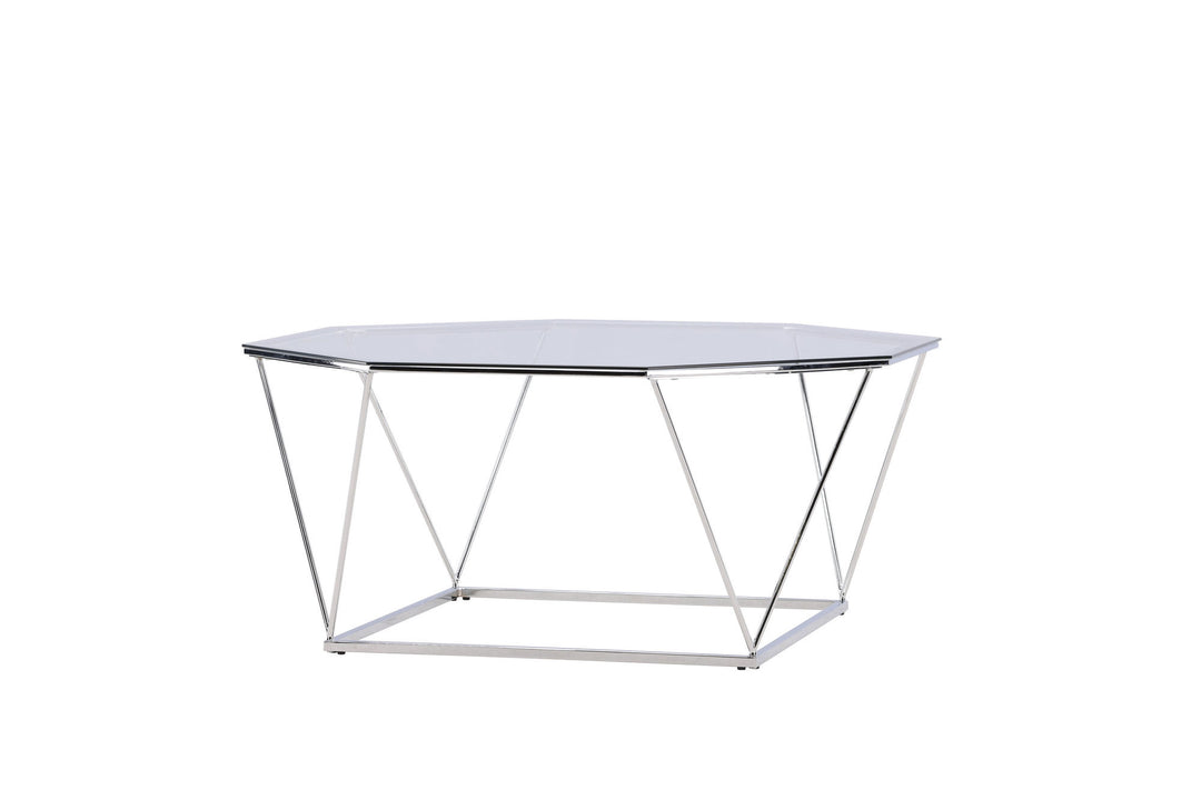 Furniture Fashion Österlen Sofa Table  - Silver Chrome / Clear glass