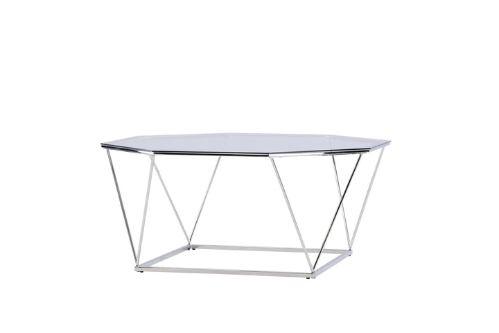 Furniture Fashion Österlen Sofa Table  - Silver Chrome / Clear glass