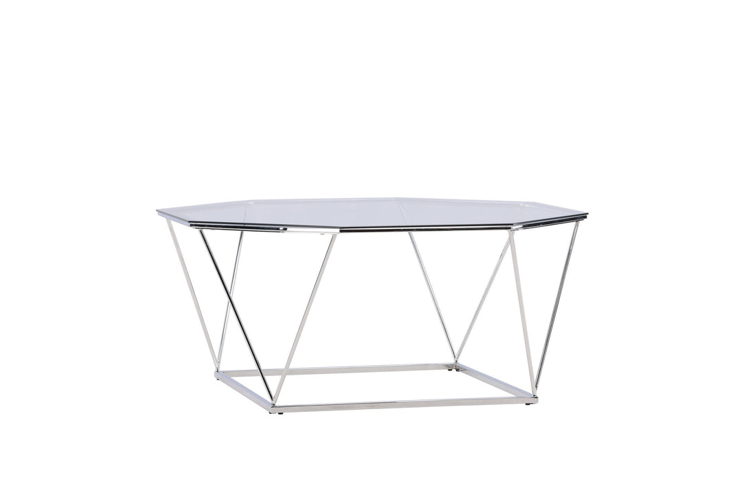 Furniture Fashion Österlen Sofa Table  - Silver Chrome / Clear glass