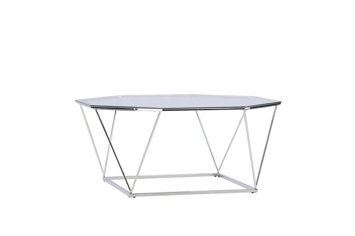 Furniture Fashion Österlen Sofa Table  - Silver Chrome / Clear glass