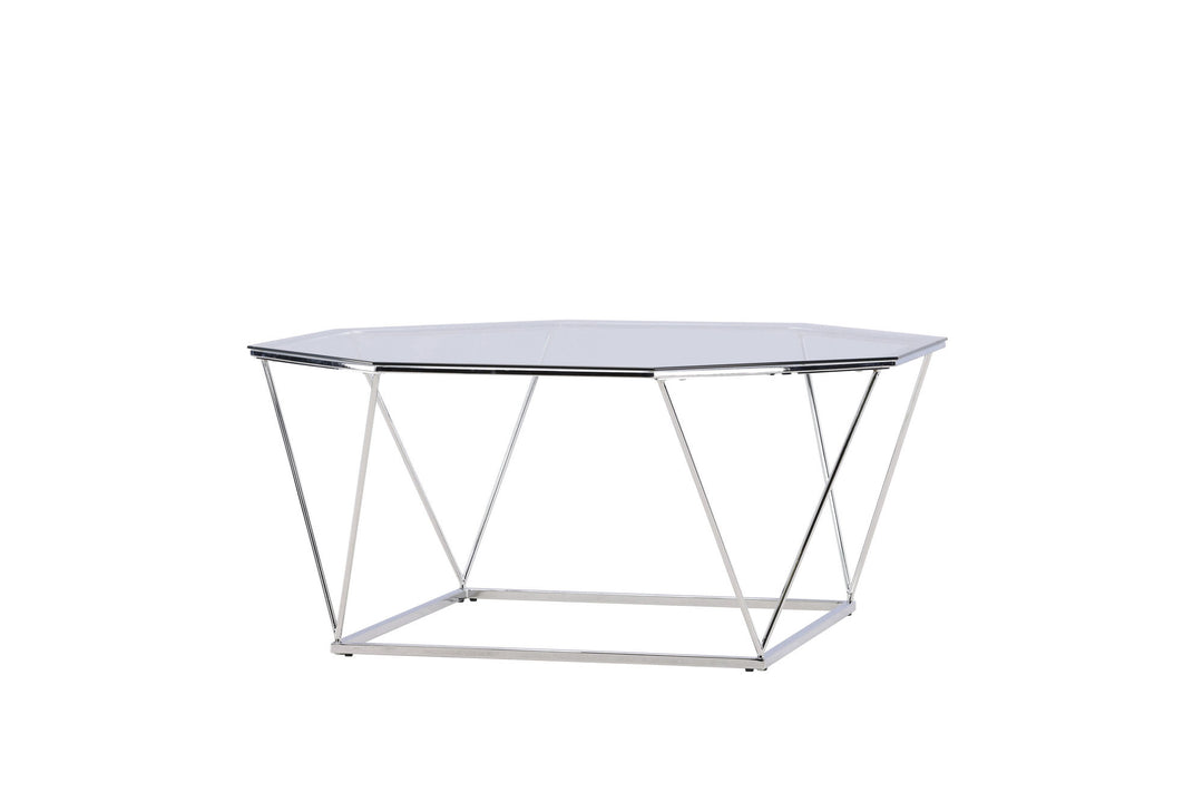 Furniture Fashion Österlen Sofa Table  - Silver Chrome / Clear glass