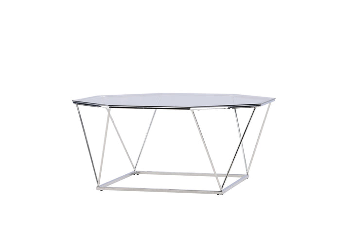 Furniture Fashion Österlen Sofa Table  - Silver Chrome / Clear glass