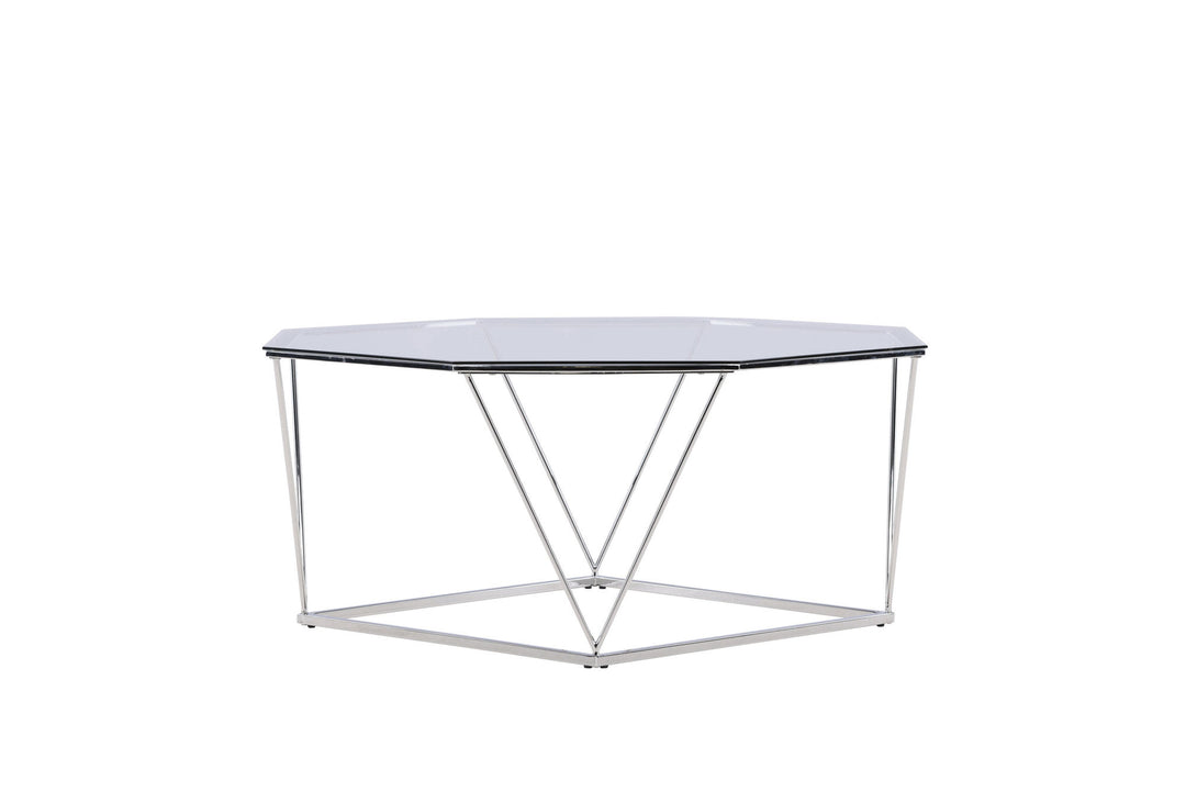 Furniture Fashion Österlen Sofa Table  - Silver Chrome / Clear glass
