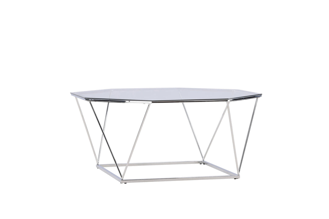 Furniture Fashion Österlen Sofa Table  - Silver Chrome / Clear glass
