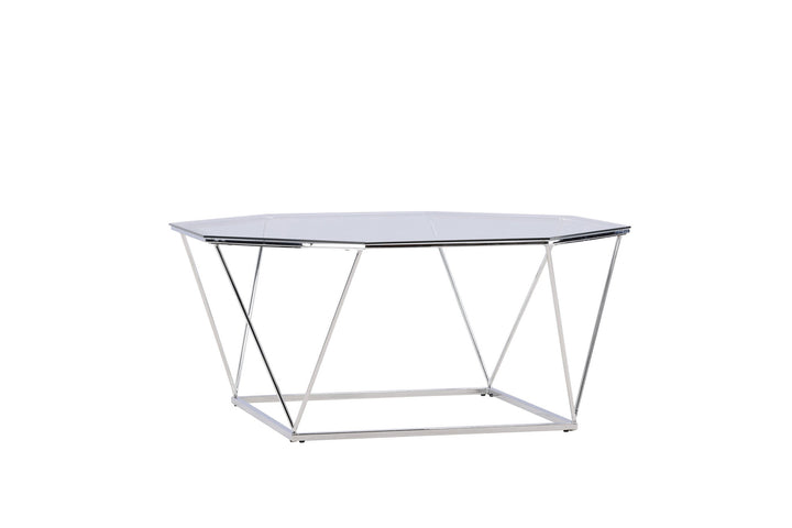 Furniture Fashion Österlen Sofa Table  - Silver Chrome / Clear glass