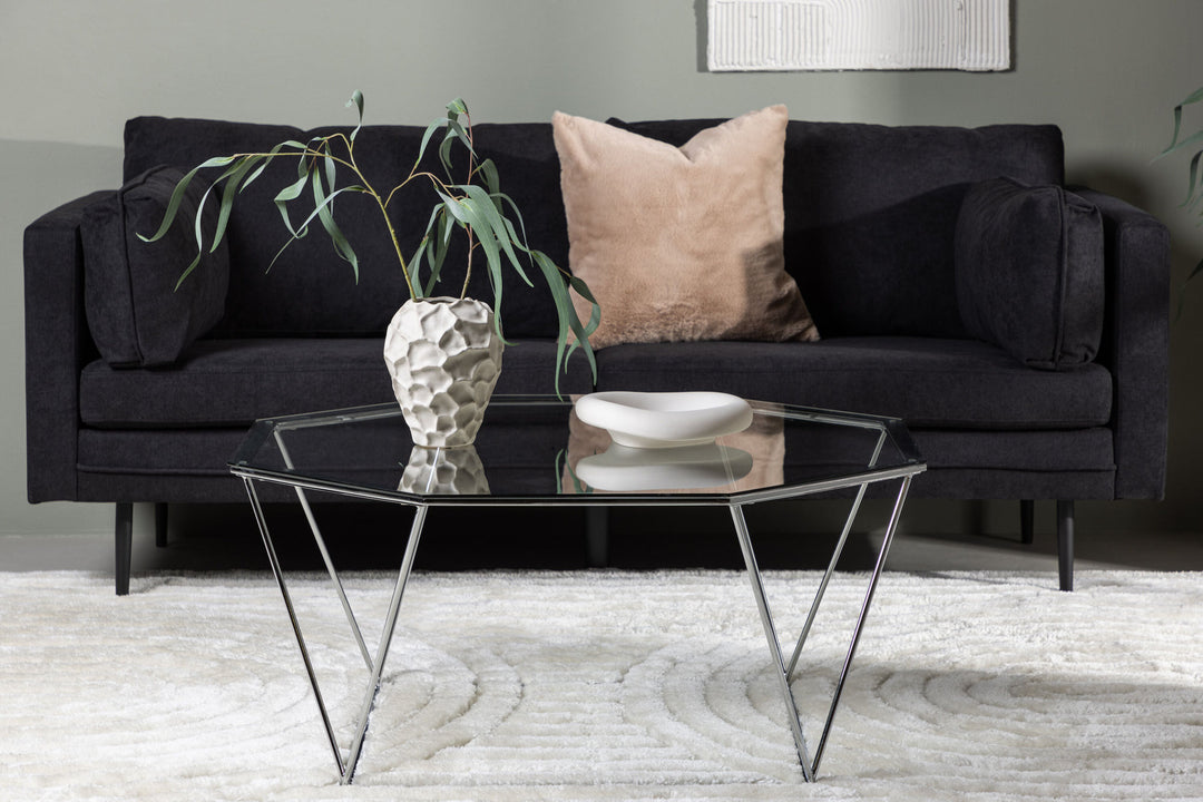 Furniture Fashion Österlen Sofa Table  - Silver Chrome / Clear glass