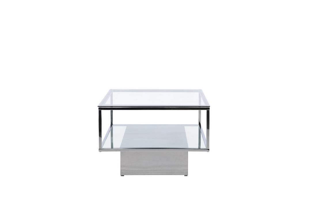 Furniture Fashion Maglehem Sofa Table  - Silver Chrome / Clear glass