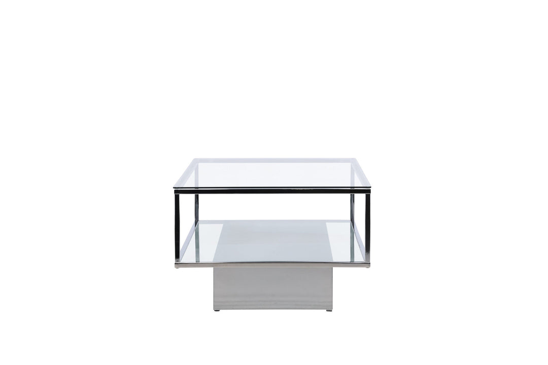 Furniture Fashion Maglehem Sofa Table  - Silver Chrome / Clear glass