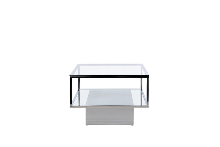 Furniture Fashion Maglehem Sofa Table  - Silver Chrome / Clear glass
