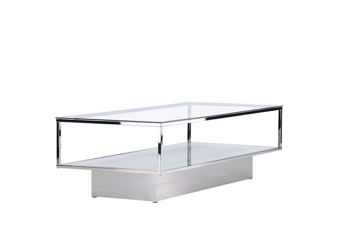 Furniture Fashion Maglehem Sofa Table  - Silver Chrome / Clear glass