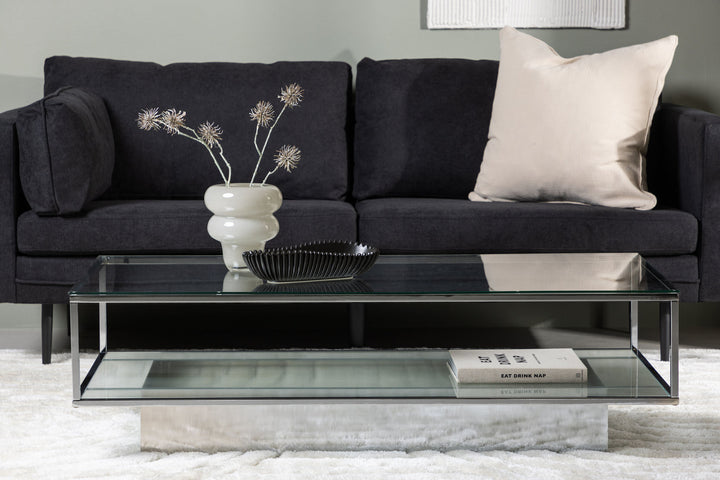 Furniture Fashion Maglehem Sofa Table  - Silver Chrome / Clear glass