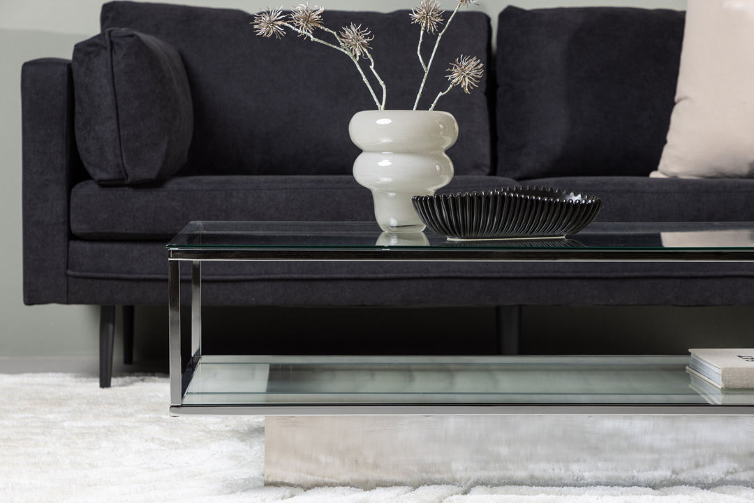 Furniture Fashion Maglehem Sofa Table  - Silver Chrome / Clear glass