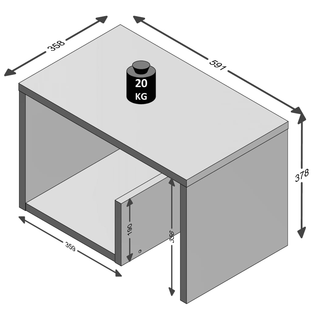 FMD sofabord 2-i-1 59,1 x 35,8 x 37,8 cm hvid