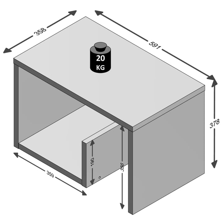 FMD sofabord 2-i-1 59,1 x 35,8 x 37,8 cm sand-egetræsfarve