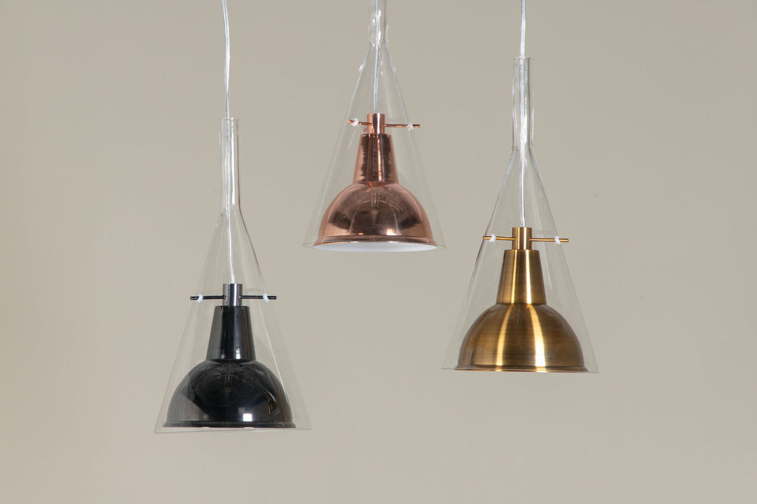 Venture Home Sirius Pendant clear glass with black metal D250*H400