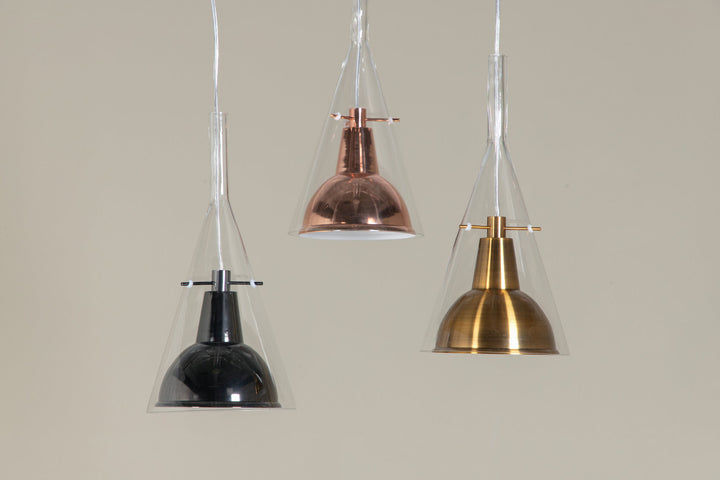 Venture Home Sirius Pendant clear glass with black metal D250*H400